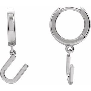 Sterling Silver Initial U Hinged Huggie Earring - BN & CO JEWELRY
