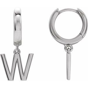 Sterling Silver Initial W Hinged Huggie Earring - BN & CO JEWELRY