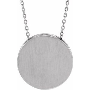 Platinum 17 mm Engravable Scroll Disc 16-18" Necklace - BN & CO JEWELRY