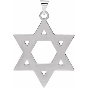 14K White 32x26 mm Star of David Pendant - BN & CO JEWELRY