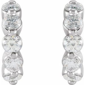 14K White 9.25 mm 3/8 CTW Natural Diamond Huggie Earrings - BN & CO JEWELRY