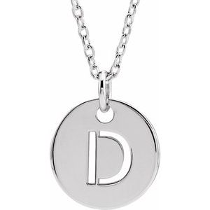 Sterling Silver Initial D 10 mm Disc 16-18" Necklace - BN & CO JEWELRY