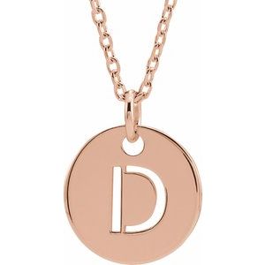 18K Rose Gold-Plated Sterling Silver Initial D 10 mm Disc 16-18" Necklace - BN & CO JEWELRY