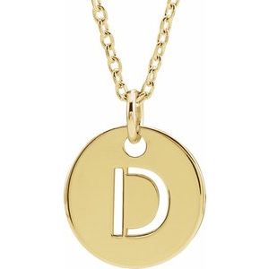 14K Yellow Initial D 10 mm Disc 16-18" Necklace - BN & CO JEWELRY