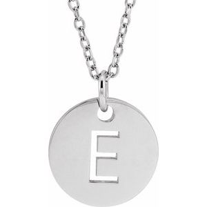 Sterling Silver Initial E 10 mm Disc 16-18" Necklace - BN & CO JEWELRY