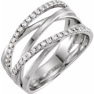 14K White 1/3 CTW Natural Diamond Criss-Cross Ring - BN & CO JEWELRY