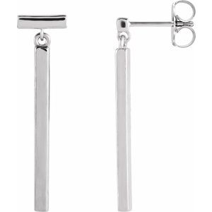 14K White Articulated Bar Earrings - BN & CO JEWELRY