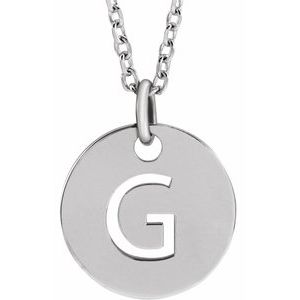 Sterling Silver Initial G 10 mm Disc 16-18" Necklace - BN & CO JEWELRY