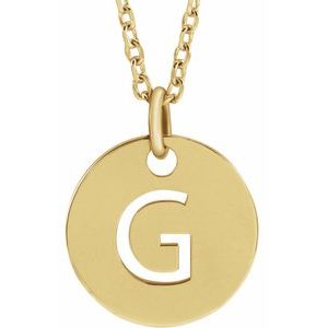 14K Yellow Initial G 10 mm Disc 16-18" Necklace - BN & CO JEWELRY
