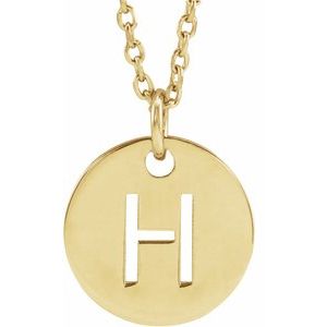 14K Yellow Initial H 10 mm Disc 16-18" Necklace - BN & CO JEWELRY