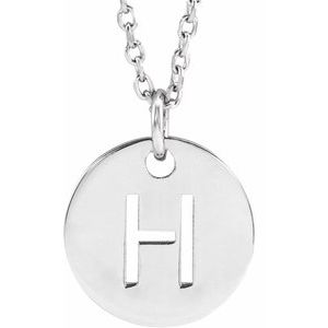 Sterling Silver Initial H 10 mm Disc 16-18" Necklace - BN & CO JEWELRY
