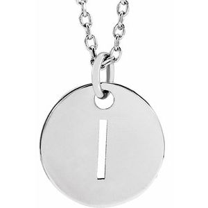 Sterling Silver Initial I 10 mm Disc 16-18" Necklace - BN & CO JEWELRY