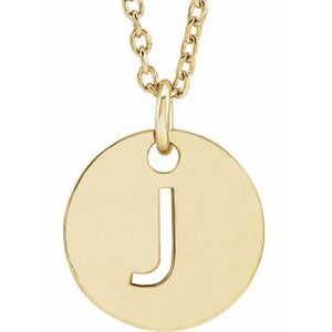 18K Yellow Gold-Plated Sterling Silver Initial J 10 mm Disc 16-18" Necklace - BN & CO JEWELRY
