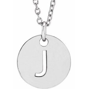 Sterling Silver Initial J 10 mm Disc 16-18" Necklace - BN & CO JEWELRY