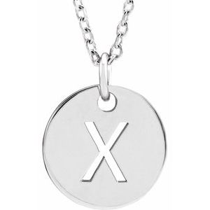 Sterling Silver Initial X 10 mm Disc 16-18" Necklace - BN & CO JEWELRY