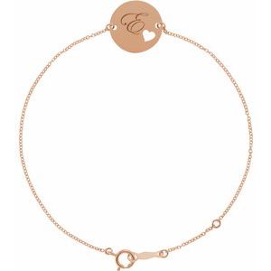 18K Rose Gold-Plated Sterling Silver Engravable Pierced Heart Disc 7-8" Bracelet - BN & CO JEWELRY
