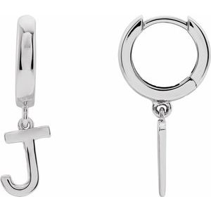 Sterling Silver Initial J Hinged Huggie Earring - BN & CO JEWELRY