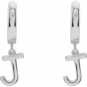 Sterling Silver Initial J Hinged Huggie Earring - BN & CO JEWELRY