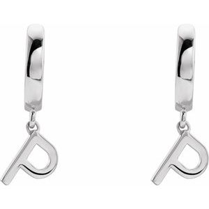 Sterling Silver Initial P Hinged Huggie Earring - BN & CO JEWELRY