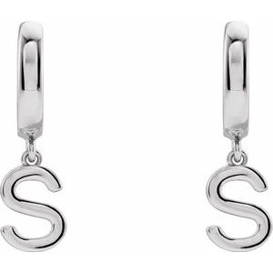 Sterling Silver Initial S Hinged Huggie Earring - BN & CO JEWELRY