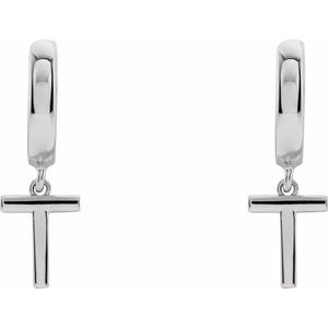 Sterling Silver Initial T Hinged Huggie Earring - BN & CO JEWELRY