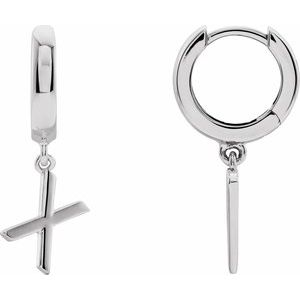 Sterling Silver Initial X Hinged Huggie Earring - BN & CO JEWELRY