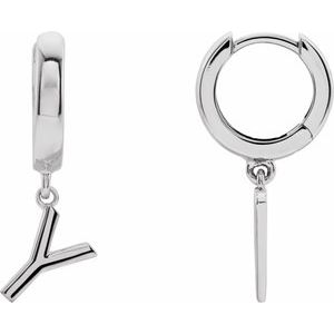 Sterling Silver Initial Y Hinged Huggie Earring - BN & CO JEWELRY