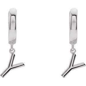Sterling Silver Initial Y Hinged Huggie Earring - BN & CO JEWELRY