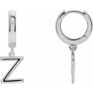 Sterling Silver Initial Z Hinged Huggie Earring - BN & CO JEWELRY