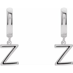 Sterling Silver Initial Z Hinged Huggie Earring - BN & CO JEWELRY