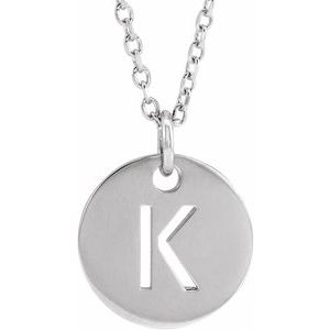 Sterling Silver Initial K 10 mm Disc 16-18" Necklace - BN & CO JEWELRY