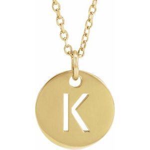 18K Yellow Gold-Plated Sterling Silver Initial K 10 mm Disc 16-18" Necklace - BN & CO JEWELRY