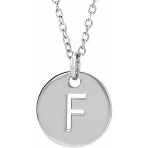 Sterling Silver Initial F 10 mm Disc 16-18" Necklace - BN & CO JEWELRY