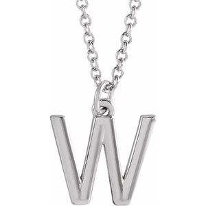 Sterling Silver Initial W Dangle 18" Necklace - BN & CO JEWELRY
