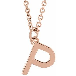 14K Rose Initial P Dangle 16" Necklace - BN & CO JEWELRY