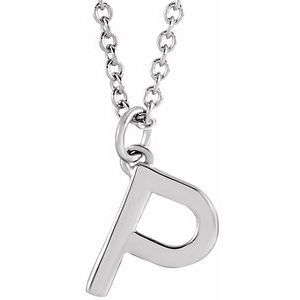 Sterling Silver Initial P Dangle 18" Necklace - BN & CO JEWELRY