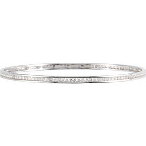 14K White 1 1/2 CTW Natural Diamond Stackable Bangle 8" Bracelet - BN & CO JEWELRY