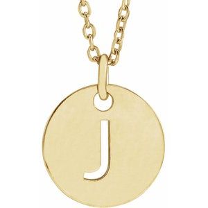 18K Yellow Gold-Plated Sterling Silver Initial J 10 mm Disc 16-18" Necklace - BN & CO JEWELRY
