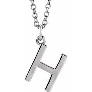 Sterling Silver Initial H Dangle 18" Necklace - BN & CO JEWELRY