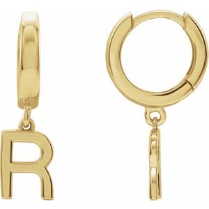 14K Yellow Initial R Hinged Huggie Earring - BN & CO JEWELRY