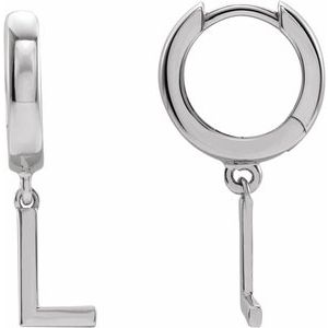 Sterling Silver Initial L Hinged Huggie Earring - BN & CO JEWELRY