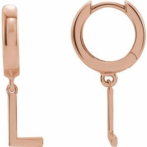 14K Rose Initial L Hinged Huggie Earring - BN & CO JEWELRY