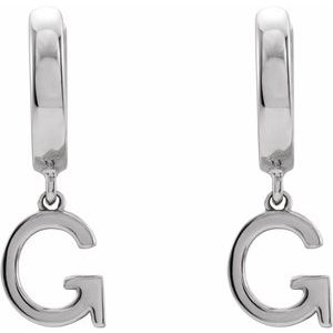 Sterling Silver Initial G Hinged Huggie Earring - BN & CO JEWELRY