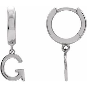 Sterling Silver Initial G Hinged Huggie Earring - BN & CO JEWELRY