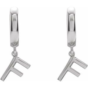 Sterling Silver Initial F Hinged Huggie Earring - BN & CO JEWELRY