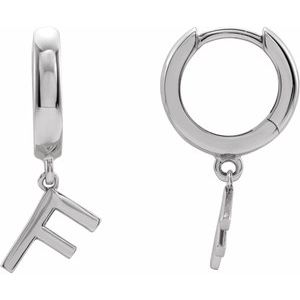 Sterling Silver Initial F Hinged Huggie Earring - BN & CO JEWELRY
