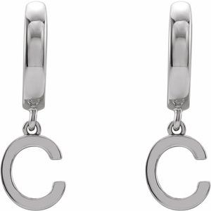 Sterling Silver Initial C Hinged Huggie Earring - BN & CO JEWELRY