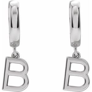 Sterling Silver Initial B Hinged Huggie Earring - BN & CO JEWELRY