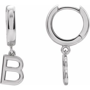 Sterling Silver Initial B Hinged Huggie Earring - BN & CO JEWELRY