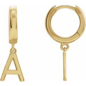 14K Yellow Initial A Hinged Huggie Earring - BN & CO JEWELRY